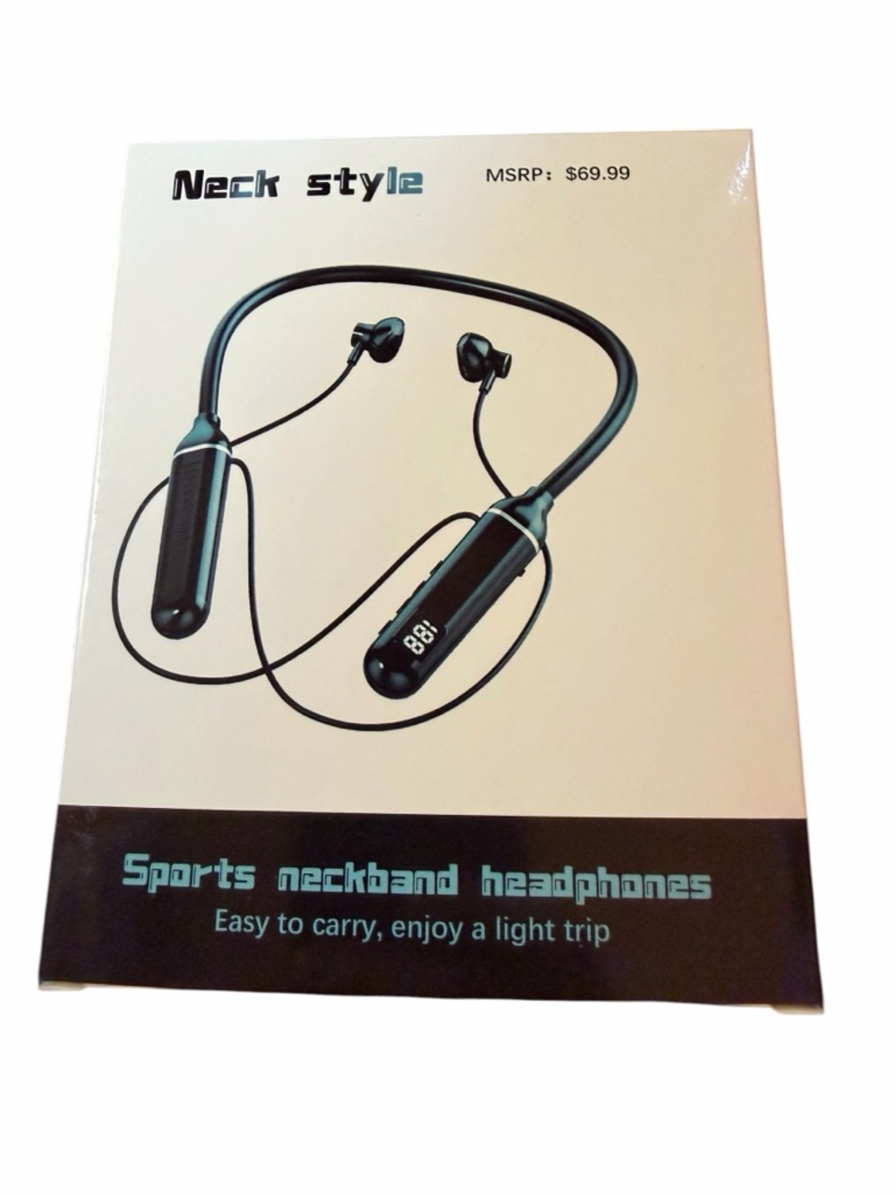 BNIB Sports Neckband Wireless Headphones - LED Power Display - Black